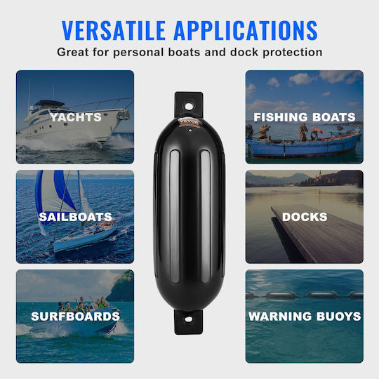 Inflatable Boat Fenders Ribs Vevor Attachment 6.5" X 23" Black