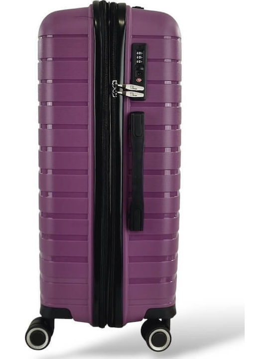 Rain Large Hard Travel Suitcase Purple with 4 Wheels Height 75cm