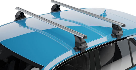 Menabo Autodachträger Aluminium 112cm für Peugeot 2008 5D 2020+ mit Dachträgerfüßen und Schloss Silber