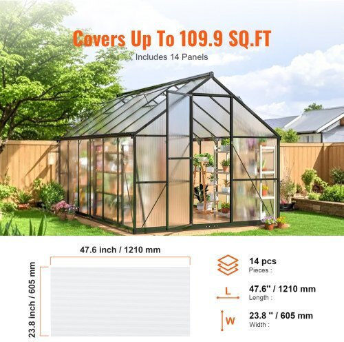 Панели за оранжерия от поликарбонат Vevor 14 бр. 2' X 4' X 0.16'' Slwdbbstm4ftq7qhrv0