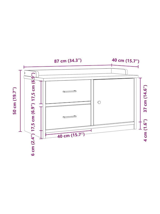 Entry Furniture with Shoe Rack & Bench Coffee 87x40x50cm
