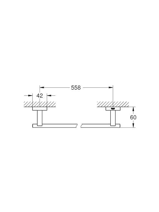 Grohe Essentials Cube Ράγα Μπάνιου Μονή Επιτοίχια με Βίδες Inox Ασημί