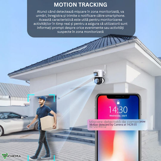 Cameră de Supraveghere IP Wi-Fi Full HD+ 4MP Rezistentă la Apă cu Difuzor Gri