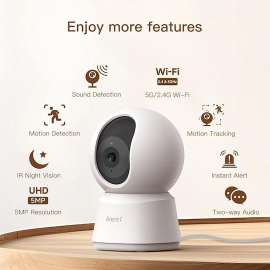 Arenti P2F IP Камера за наблюдение Wi-Fi Full HD+ 5MP с Двупосочна Комуникация
