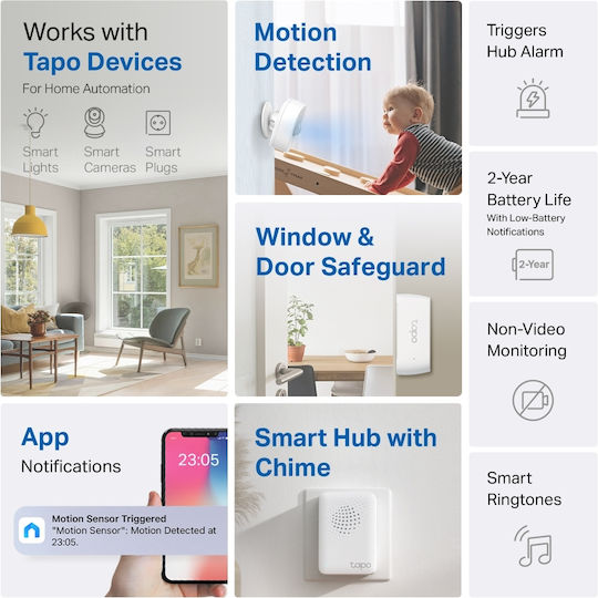 TP-LINK Tapo T30 Kit Autonomous Wireless Alarm System with Hub (RF)