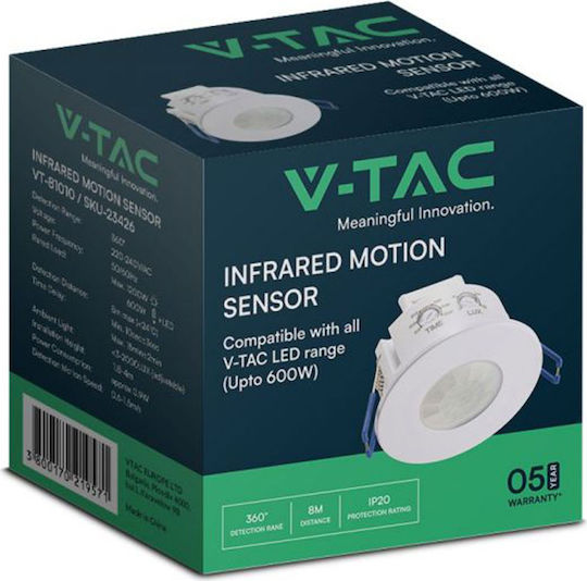 V-TAC Motion Sensor in White Color 23426