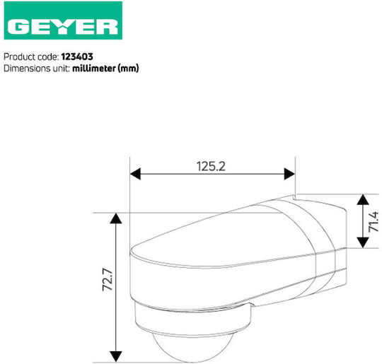 Geyer Wired Infrared Motion Sensor 240° Detection Angle 10m Scope