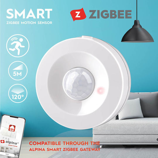 Alpina Kabelloser ZigBee / RF Bewegungsmelder Überwachung 120° Erkennungswinkel 5m