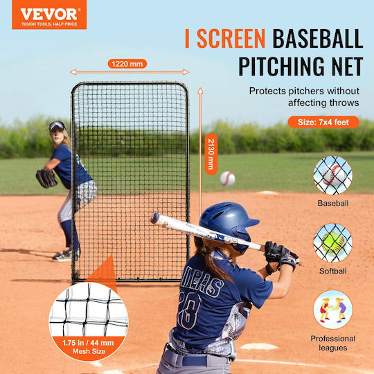 Vevor I Screen Baseball Batting Cage 7x4 Ft Baseball Softball Screen Safety Body Protector Portable Batting Screen Carry Bag Ground Stakes Heavy Duty Pitching Net Pitchers Protection