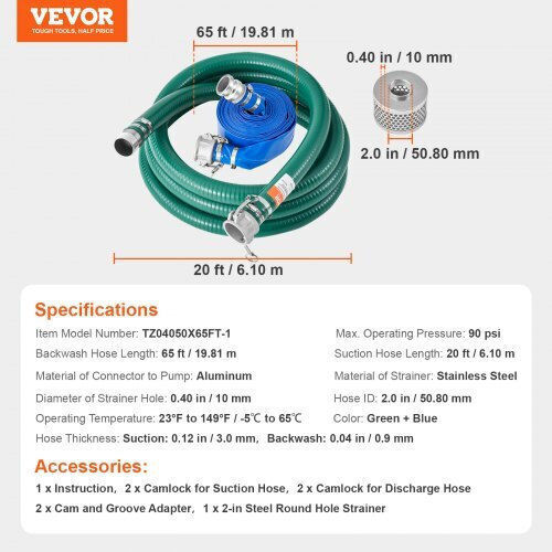 Vevor BGTJ20INCH65DDBGEV0 Σωλήνας Αναρρόφησης