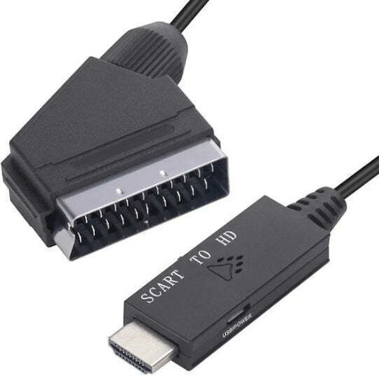 Cable Scart Male To Hdmi Male with Micro Charging Cable 1m