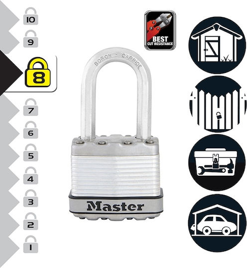 Master Lock Excell Ατσάλινο Λουκέτο Μακρύλαιμο με Κλειδί 45mm