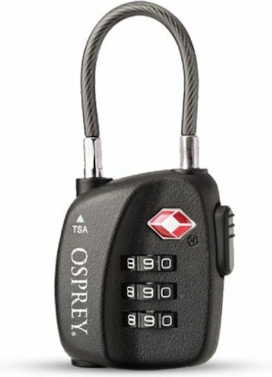 Osprey Padlock Brass Combination With Certification TSA 3mm Black