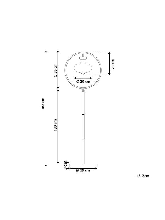 Beliani Stehleuchte H165xB35cm. Transparent