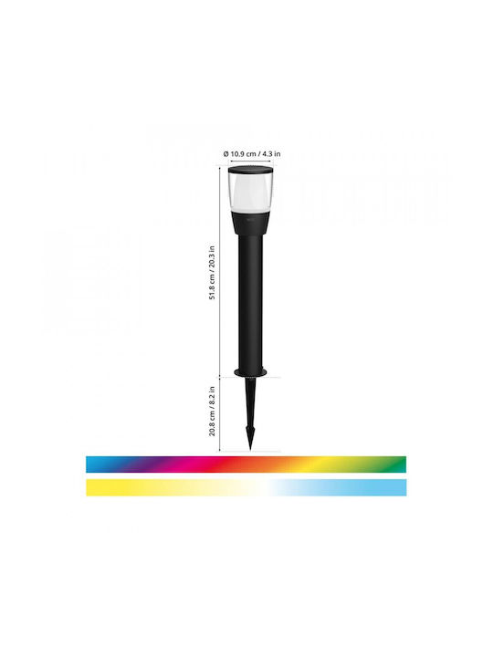 WiZ Φωτιστικό Κολωνάκι LED Εξωτερικού Χώρου 4.8W RGBW IP65 Μαύρο
