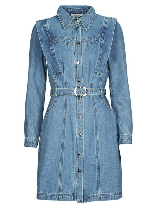 Mini Hemdkleid Denim Blau