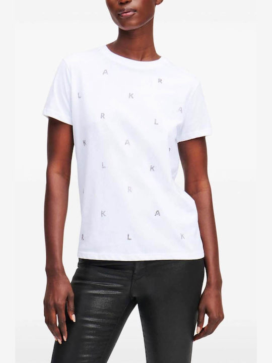 Karl Lagerfeld Rhinestone Karl T-Shirt White A1W17078100