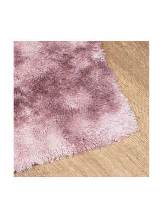 vidaXL Rutschfest Teppich Rechteckig Zottelig Synthetisch,Polyester/Cotton/Leather Dk. Pink