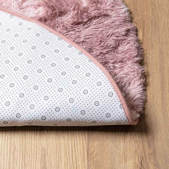 vidaXL Rutschfest Teppich Rechteckig Zottelig Synthetisch,Polyester/Cotton/Leather Dk. Pink