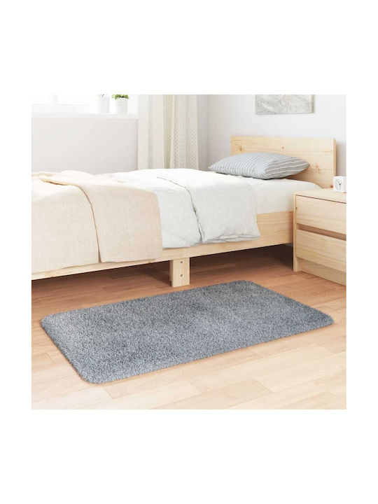 vidaXL Rutschfest Teppich Rechteckig Zottelig Synthetisch,Polyester/Cotton/Leather Silver Grey