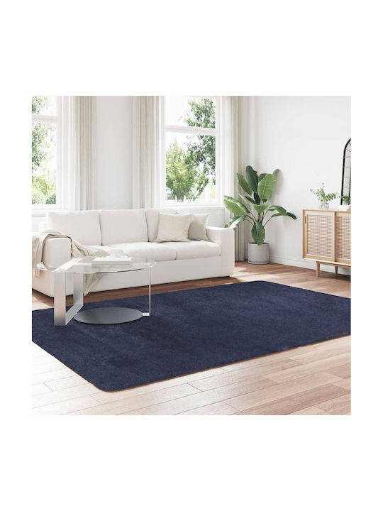vidaXL Rutschfest Teppich Rechteckig Zottelig Synthetisch,Polyester/Cotton/Leather Blue