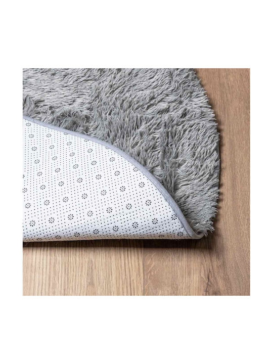 vidaXL Rutschfest Teppich Rechteckig Zottelig Synthetisch,Polyester/Cotton/Leather Silver Grey