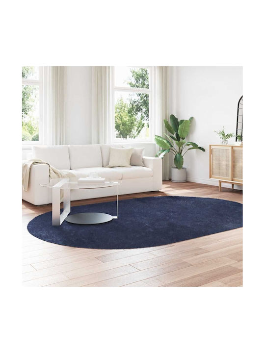 vidaXL Rutschfest Teppich Rechteckig Zottelig Synthetisch,Polyester/Cotton/Leather Blue