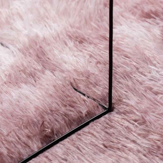 vidaXL Rutschfest Teppich Rechteckig Zottelig Synthetisch,Polyester/Cotton/Leather Dk. Pink