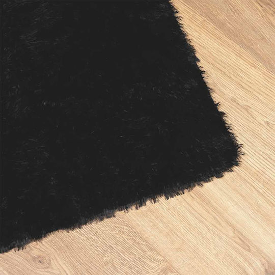 vidaXL Anti-slip Rug Rectangular Shaggy Black