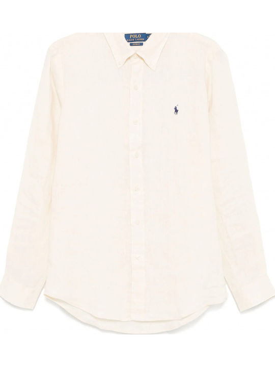 Long-sleeved Linen Shirt Beige