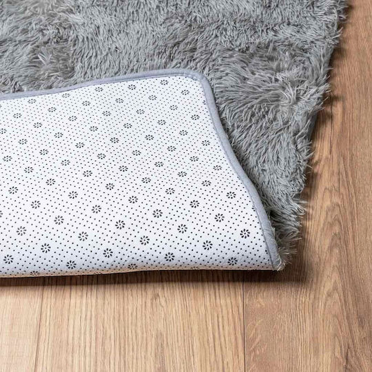 vidaXL Anti-slip Rug Rectangular Shaggy Silver Grey
