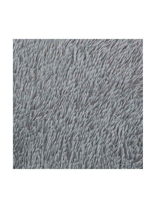 vidaXL Rutschfest Teppich Rechteckig Zottelig Synthetisch,Polyester/Cotton/Leather Silver Grey