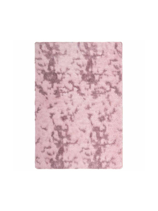 vidaXL Rutschfest Teppich Rechteckig Zottelig Synthetisch,Polyester/Cotton/Leather Dk. Pink