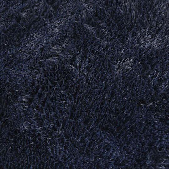 vidaXL Rutschfest Teppich Rechteckig Zottelig Synthetisch,Polyester/Cotton/Leather Blue