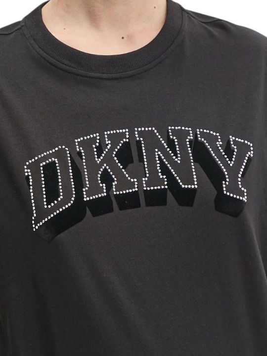 Logo Women's Cotton Short Sleeve Black Blouse
