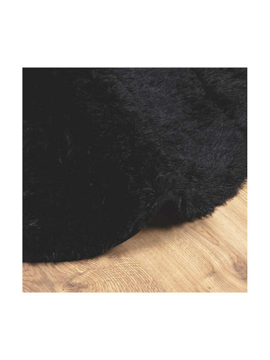 vidaXL Rutschfest Teppich Rechteckig Zottelig Synthetisch,Polyester/Cotton/Leather Black