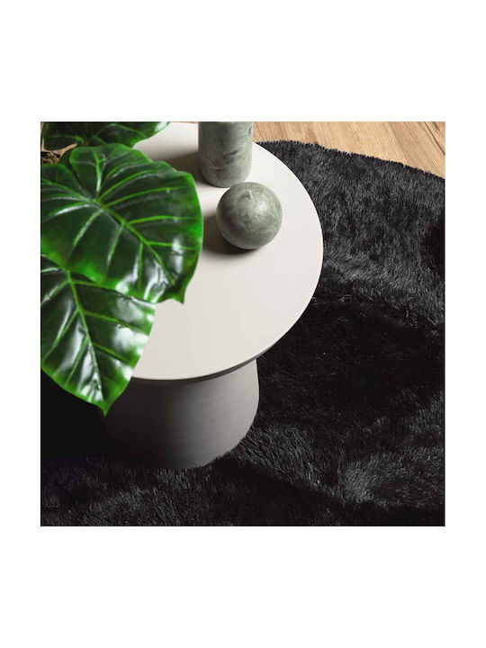 vidaXL Rutschfest Teppich Rechteckig Zottelig Synthetisch,Polyester/Cotton/Leather Black