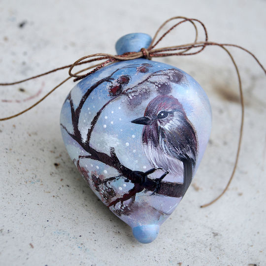 Artefakt Keramikplatte „Wintervogel“ 7,5 cm x 11,5 cm