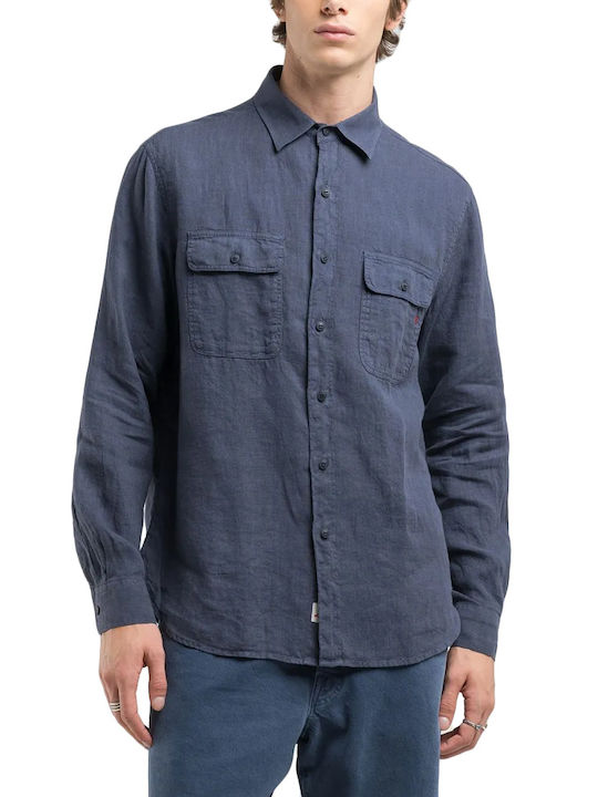 Replay Linen Shirt Blue