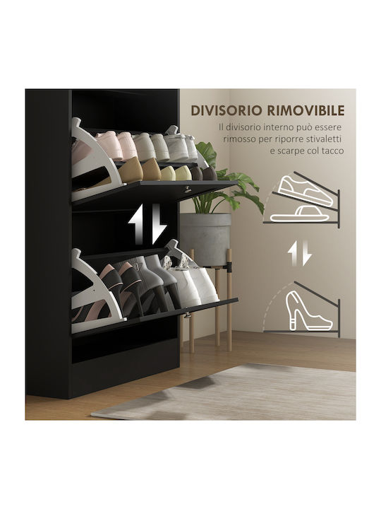 Wooden Shoe Organizer Black 60x23.5x115cm