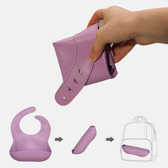Baby Donkey Waterproof Bib Silicone with Pocket Blue