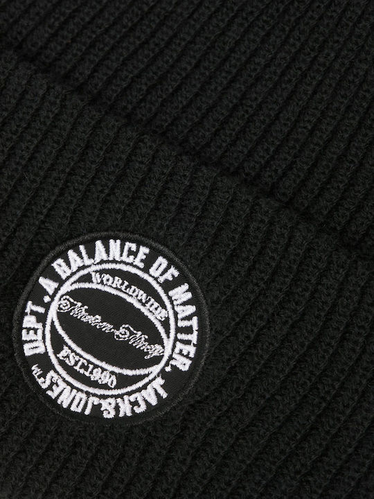 Beanie Unisex Σκούφος Πλεκτός σε Μαύρο χρώμα