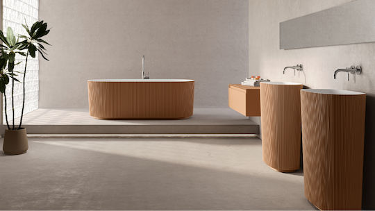 Zen-On Standwaschbecken Porzellan mit Wasserhahn 55x36x85cm Bronze