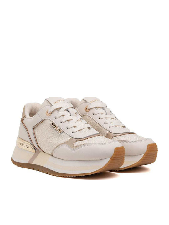 Mennet Allover 2 Γυναικεία Flatforms Sneakers Offwhite Platinum