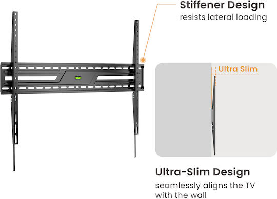 Powertech PT-1369 Wandhalterung für Fernseher bis 100" und 75kg Silber