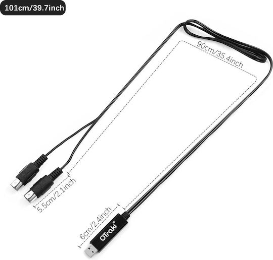 Otraki Midi-Kabel USB-Interface-Konverter In Out 5-Pin Midi zu USB-Adapter-Controller 2m