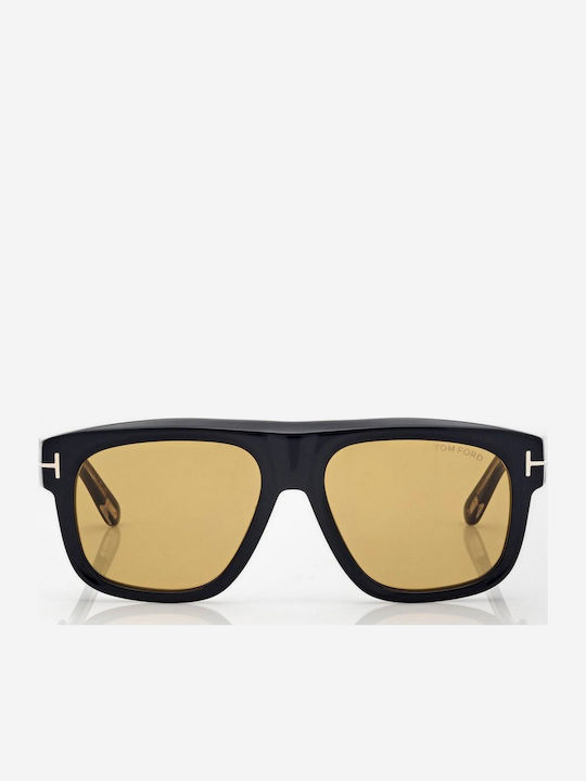 Tom Ford Icon Ochelari De Soare Pentru Bărbați Cu Ramă Neagră Din Plastic Și Lentile Galbene Degrade FT1201 01E