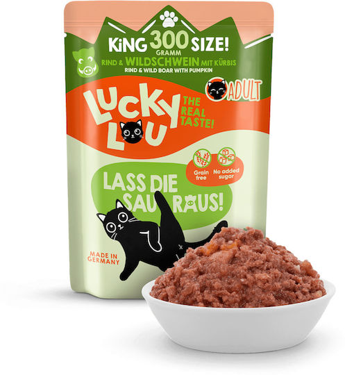Lucky Lou Lifestage Wet Food for Adult Cats in Pouches with Beef and Pumpkin 300gr