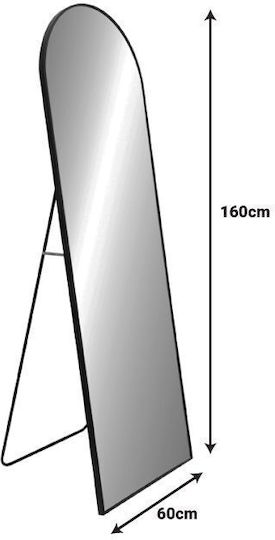 Inart Lorens Огледало Дъговидно с Черна Алуминиева Рамка 160x60см