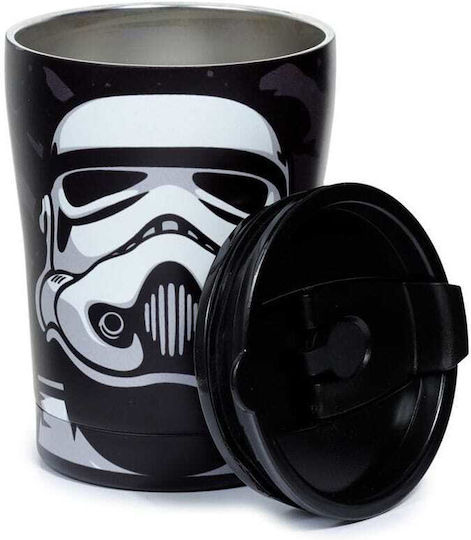 Puckator Stormtrooper Κούπα Μεταλλική με Καπάκι Μαύρη 300ml